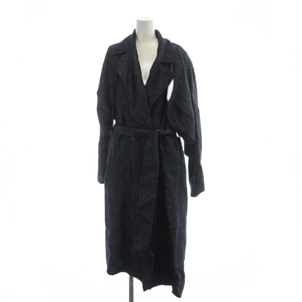 【中古】未使用品 IIROT 025-024-WC30-27 IND COAT D.BLUE FREE タグ付き チェスターコート デニム 長袖 背抜き 紺 ネイビー ■GY55 /MQ レディース 【ベクトル 古着】 260116
