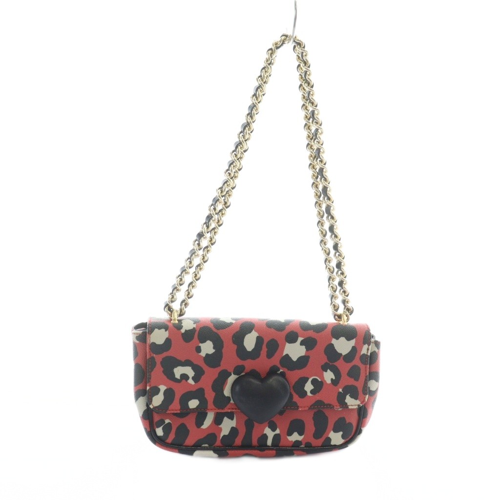 【中古】モスキーノチープアンドシック MOSCHINO CHEAP AND CHIC ワンショルダーバッグ ハンド レザー ハート ロゴ 黒 ブラック 赤 レッド ■GY18 /MQ レディース 【ベクトル 古着】 251124