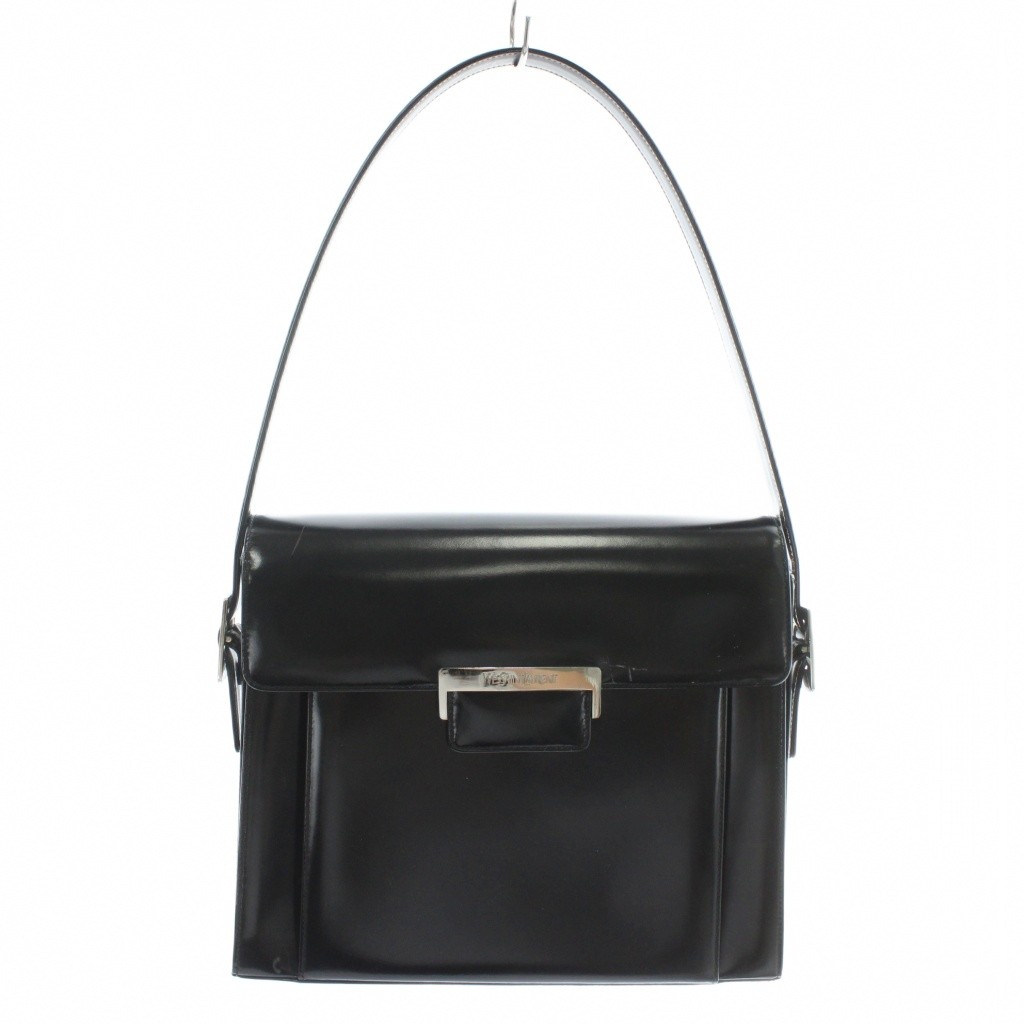 【中古】イヴサンローラン YVES SAINT LAURENT ハンドバッグ ワンショルダー レザー ロゴ 型押し シルバー金具 黒 ブラック /XZ ■OH ■GY18 レディース 【ベクトル 古着】 251123