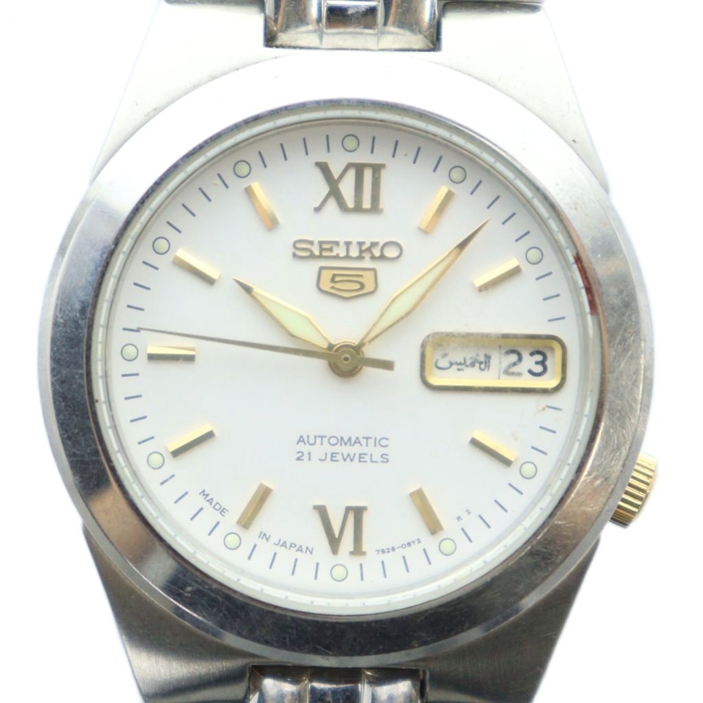 【中古】セイコー SEIKO 7S26-02V0 腕時計 ウォッチ 自動巻き 白文字盤 ローマン カレンダー付き デイト シルバー色 ■GY18 /MQ メンズ 【ベクトル 古着】 251126 7,326円