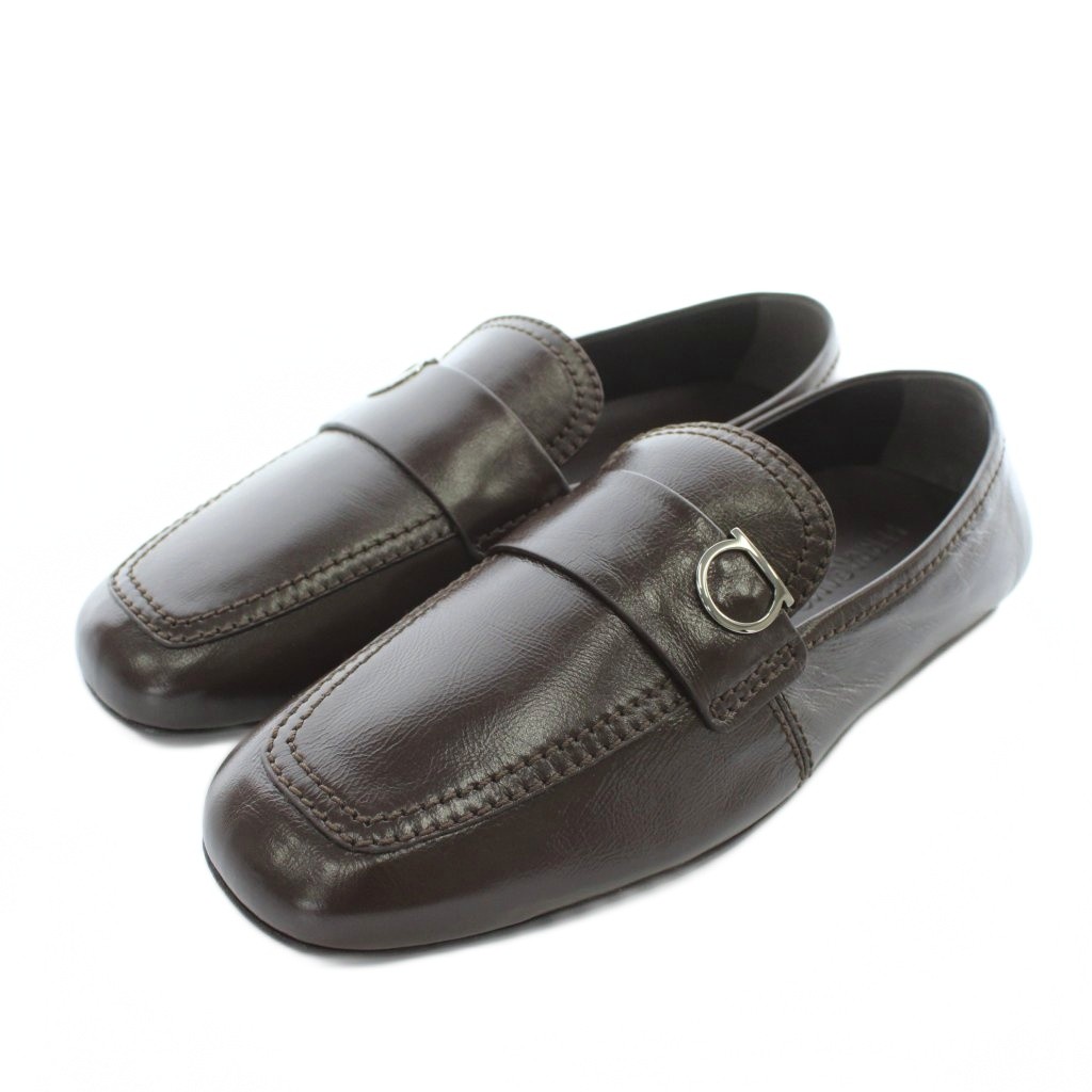 【中古】未使用品 サルヴァトーレフェラガモ Salvatore Ferragamo 24SS DEBROS ローファー モカシン レザー スクエアトゥ ガンチーニ 6 24.5cm 茶色 ブラウン /XZ ■GY19 メンズ 【ベクトル 古着】 251127