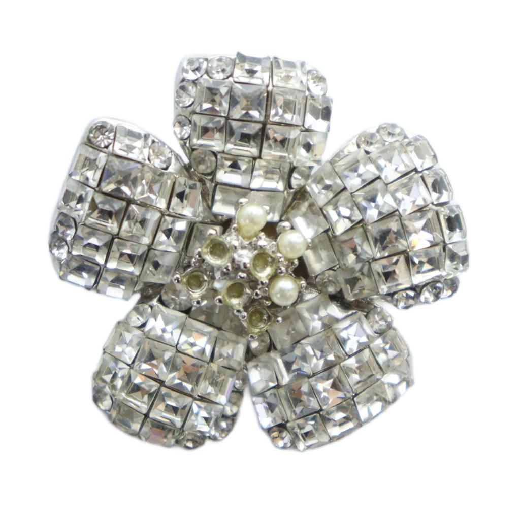 【中古】FOXEY BROOCH FLEUR ピンブローチ アクセサリー フェイクパール 花 ラインストーン シルバー色 ■GY19 /MQ レディース 【ベクトル 古着】 251126