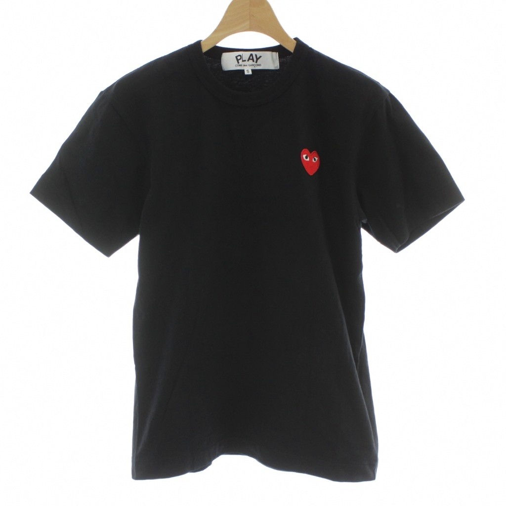 【中古】プレイコムデギャルソン PLAY COMME des GARCONS ティーシャツ カットソー 半袖 S 黒 黒いこと レッドハートワッペン AZ-T108 /PP ■GY19 メンズ 【ベクター 古着】 251202 トップス-メンズファッション