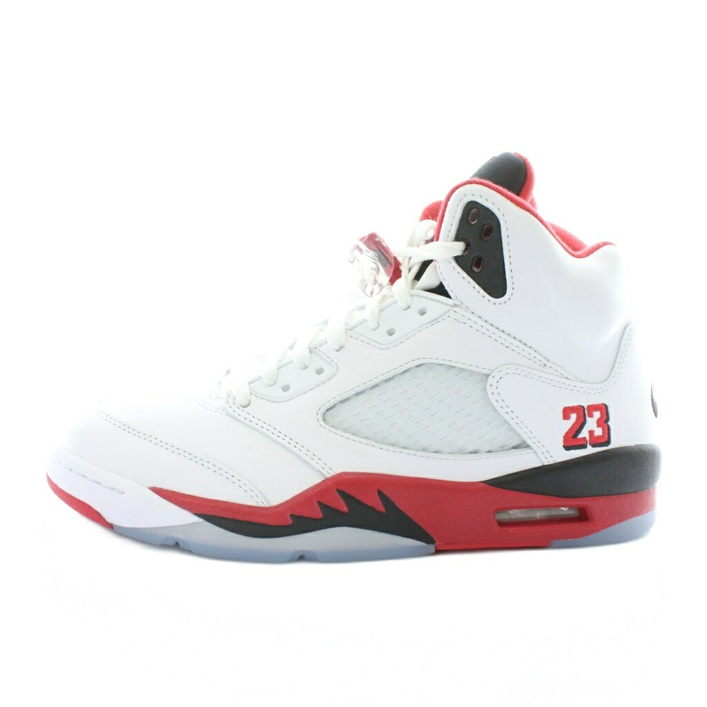【中古】未当て嵌める品 ナイキ NIKE エアジョーダン5 レトロ OG ファイヤーレッド 黒いことタン Air Jordan 5 Retro OG Fire Red Black Tongue スニーカー なめし革 御機嫌とり捨てる US9 27糎 白 白いこと 赤 赤いこと HQ7978-101 /XZ ■GY18 メンズ 【ベクター 古着】 251201