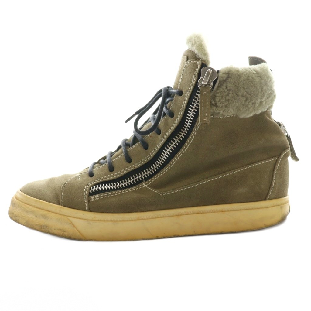 【中古】ジュゼッペザノッティデザイン GIUSEPPE ZANOTTI DESIGN ハイカットスニーカー スエード ボア 40 オリーブ /SS ■OS ■GY03 メンズ 【ベクトル 古着】 251206