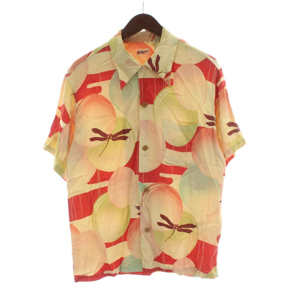【中古】サンサーフ 東洋 SUN SURF アロハシャツ 半袖 M ベージュ マルチカラー トンボ ココナッツボタン ヴィンテージ トップス SS31603 /PP ■GY03 メンズ 【ベクトル 古着】 251204
