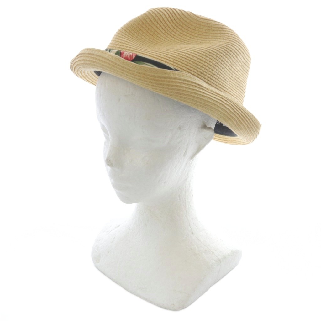 【中古】ニューエラ NEW ERA 花柄 ストローハット 帽子 XL ベージュ 緑 グリーン /SR ■GY18 メンズ 【ベクトル 古着】 251204