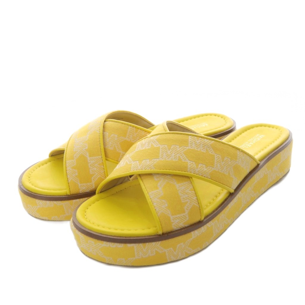 【中古】未使用品 マイケルコース MICHAEL KORS サンダル ウエッジソール プラットフォーム 厚底 ロゴ 7.5 イエロー /YO17 ■GY11 レディース 【ベクトル 古着】 251211
