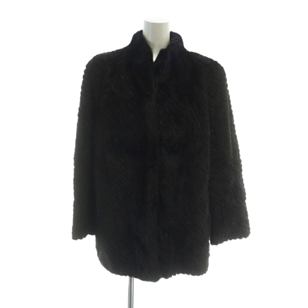 【中古】サガミンク SAGA MINK 銀サガ 毛皮コート ミンクファー ミドル 総裏地 長袖 ネーム刺繍入り 11 L 茶 ブラウン ■GY18 /MQ レディース 【ベクトル 古着】 251208