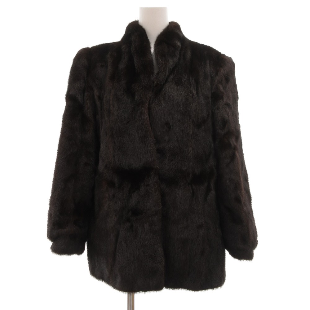 【中古】サガミンク SAGA MINK 銀サガ ミンクファーコート 毛皮 ミドル丈 ハーフ ダークブラウン /JS ■GY05 レディース 【ベクトル 古着】 251219