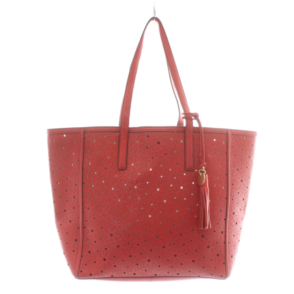 【中古】コールハーン COLE HAAN ナタリー レーザー フローラル トートバッグ 牛革 レザー パンチング 花柄 総柄 赤 レッド CHO11677 /XZ ■GY11 レディース 【ベクトル 古着】 251211
