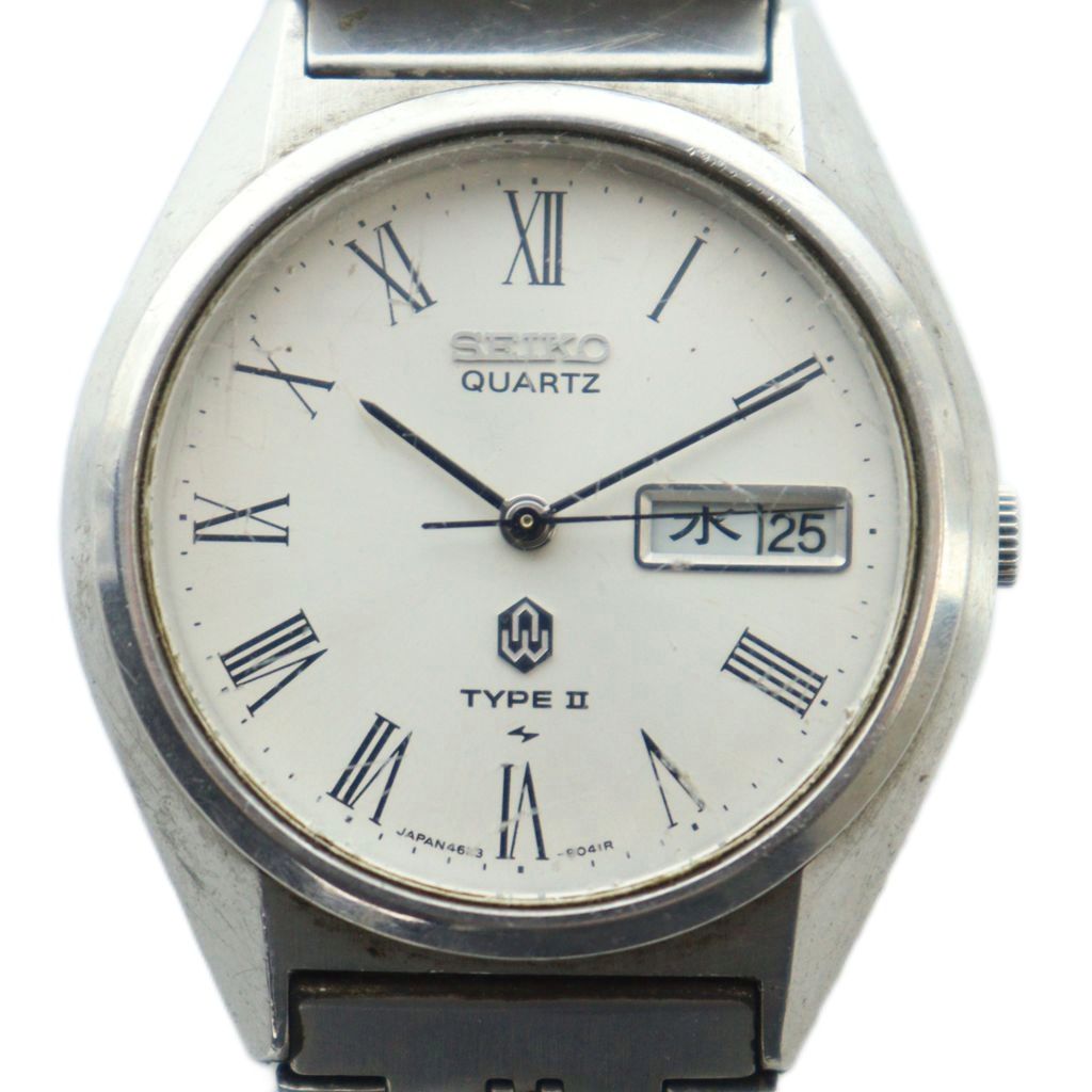 【中古】セイコー SEIKO ジャンク品 4623-8020 TYPE2 腕時計 ウォッチ クォーツ カレンダー付き ローマン シルバー色 ■GY18 /MQ メンズ 【ベクトル 古着】 260121