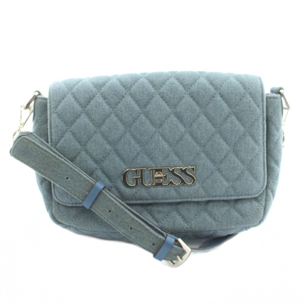 【中古】ゲス GUESS キルティング デニム ショルダーバッグ ロゴ 水色 ライトブルー /KW ■GY18 レディース 【ベクトル 古着】 251222