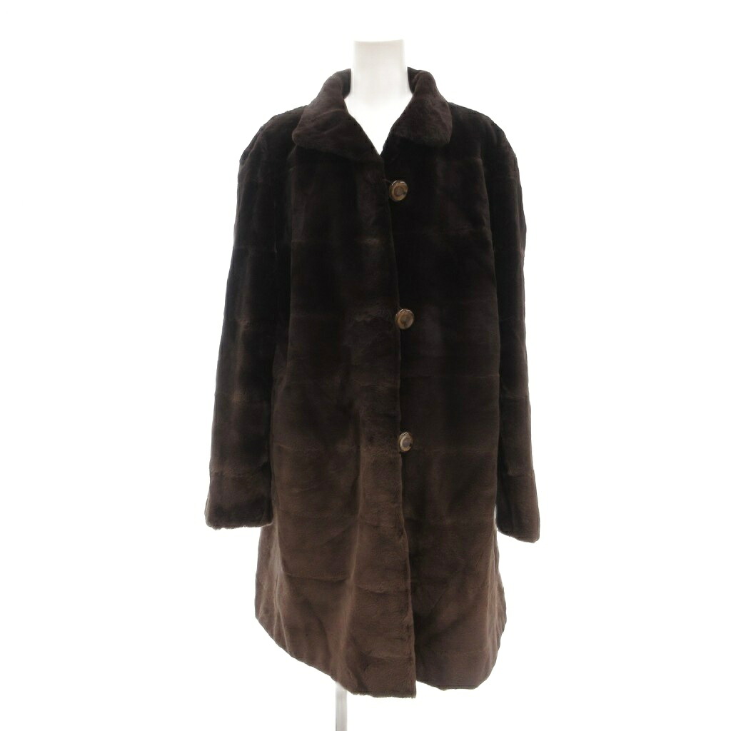 【中古】ノーブランド シェアード ミンクファー ロング コート 毛皮 リバーシブル グラデーション 茶 ブラウン /AE ■GY18 レディース 【ベクトル 古着】 260106