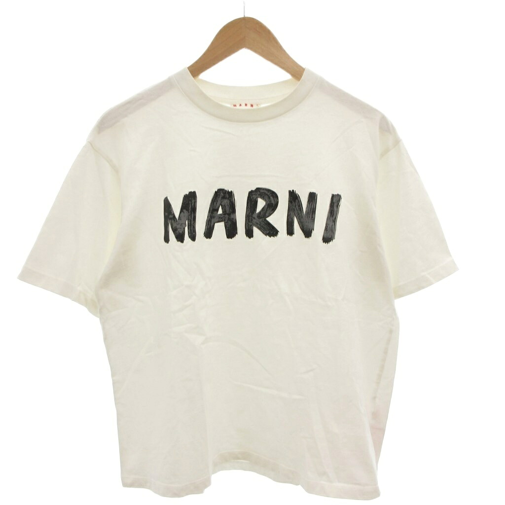 【中古】マルニ MARNI レタリングプリント オーバーサイズTシャツ カットソー 40 白 ホワイト ロゴプリント 半袖 THJET49EPH /FF ■GY18 レディース 【ベクトル 古着】 251224