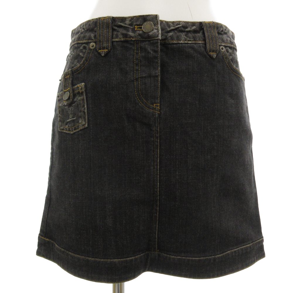 【中古】ルイヴィトン LOUIS VUITTON モノグラムデニムスカート ミニ 36 イタリア製 黒 黒いこと RW081W WMSK01CF7 /GV ■GY18 レディース 【ベクター 古着】 251223
