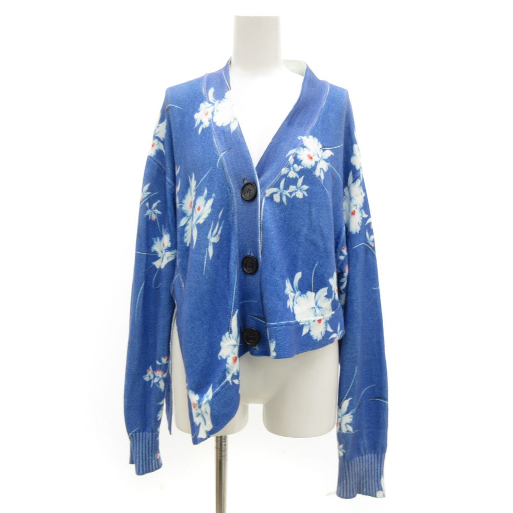 【中古】ヌメロヴェントゥーノ N°21 カーディガン ニット 花柄 プリント アシメ丈 青 ブルー /JS ■GY19 レディース 【ベクトル 古着】 251227