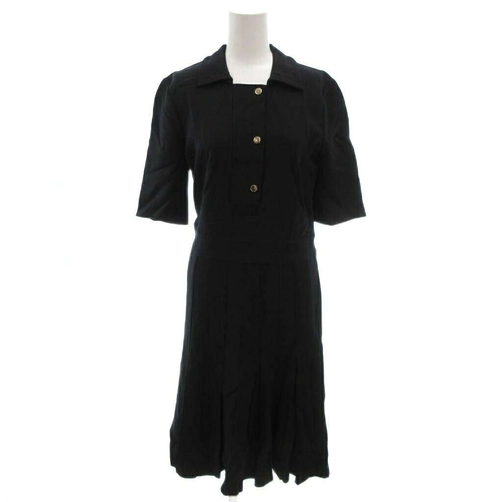 【中古】マルニ MARNI ワンピース ハーフボタン 36 黒 ブラック 半袖 ボタン付き ロング /FF ■GY19 レディース 【ベクトル 古着】 260107