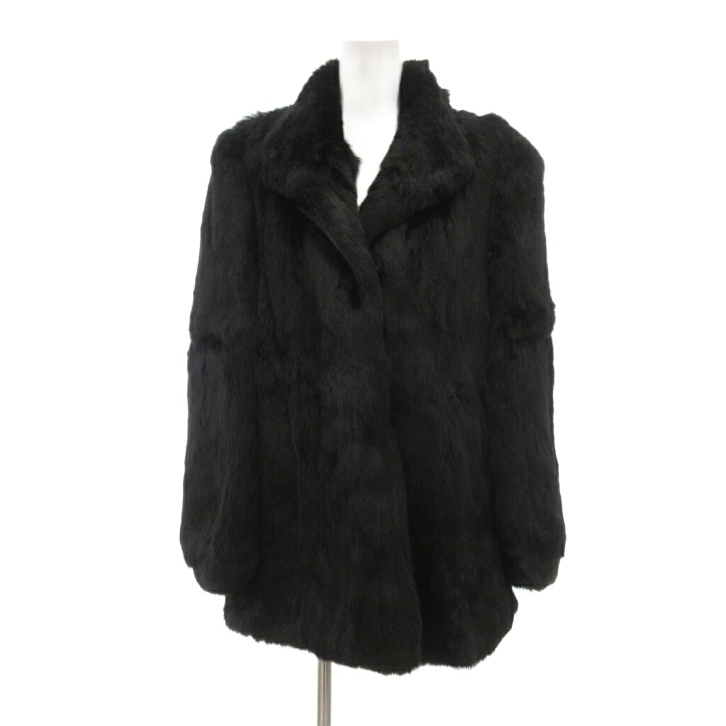 【中古】ファーコート 毛皮 ラビット ミドル ハーフ丈 13 黒 ブラック /UO ■GY18 レディース 【ベクトル 古着】 260105