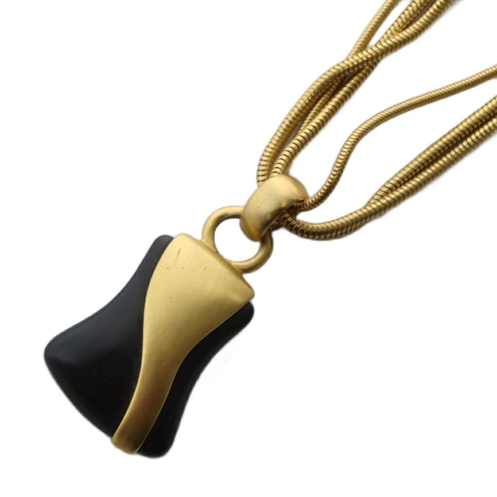 【中古】ジバンシィ GIVENCHY ネックレス 3連 スネークチェーン ペンダント ロゴ ゴールドカラー 黒 ブラック /KW ■GY11 レディース 【ベクトル 古着】 251228