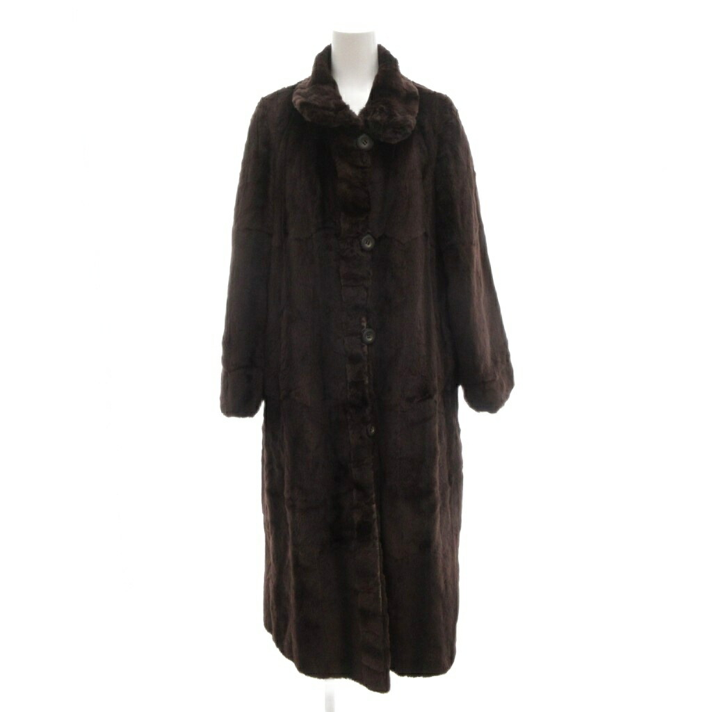 【中古】否ブランド名 毛革厚地の外套 獣の皮 シェアードミンク ロング丈 リヴァーシブル 黒 黒いこと /AE ■GY40 レディース 【ベクター 古着】 260112