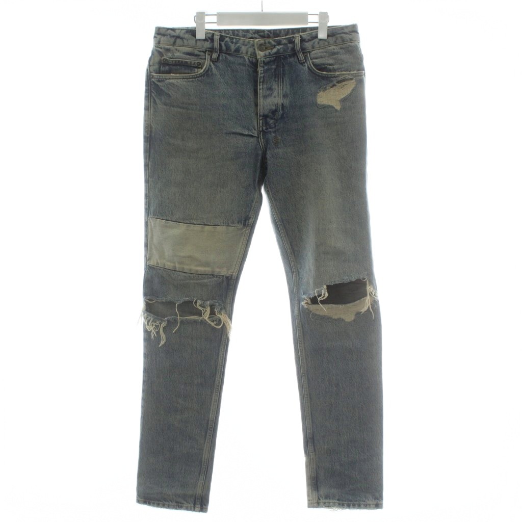 【中古】スビ Ksubi デニムパンツ ジーンズ スキニー ダメージ加工 ボタンフライ 33 青 ブルー /XZ ■GY03 メンズ 【ベクトル 古着】 260111