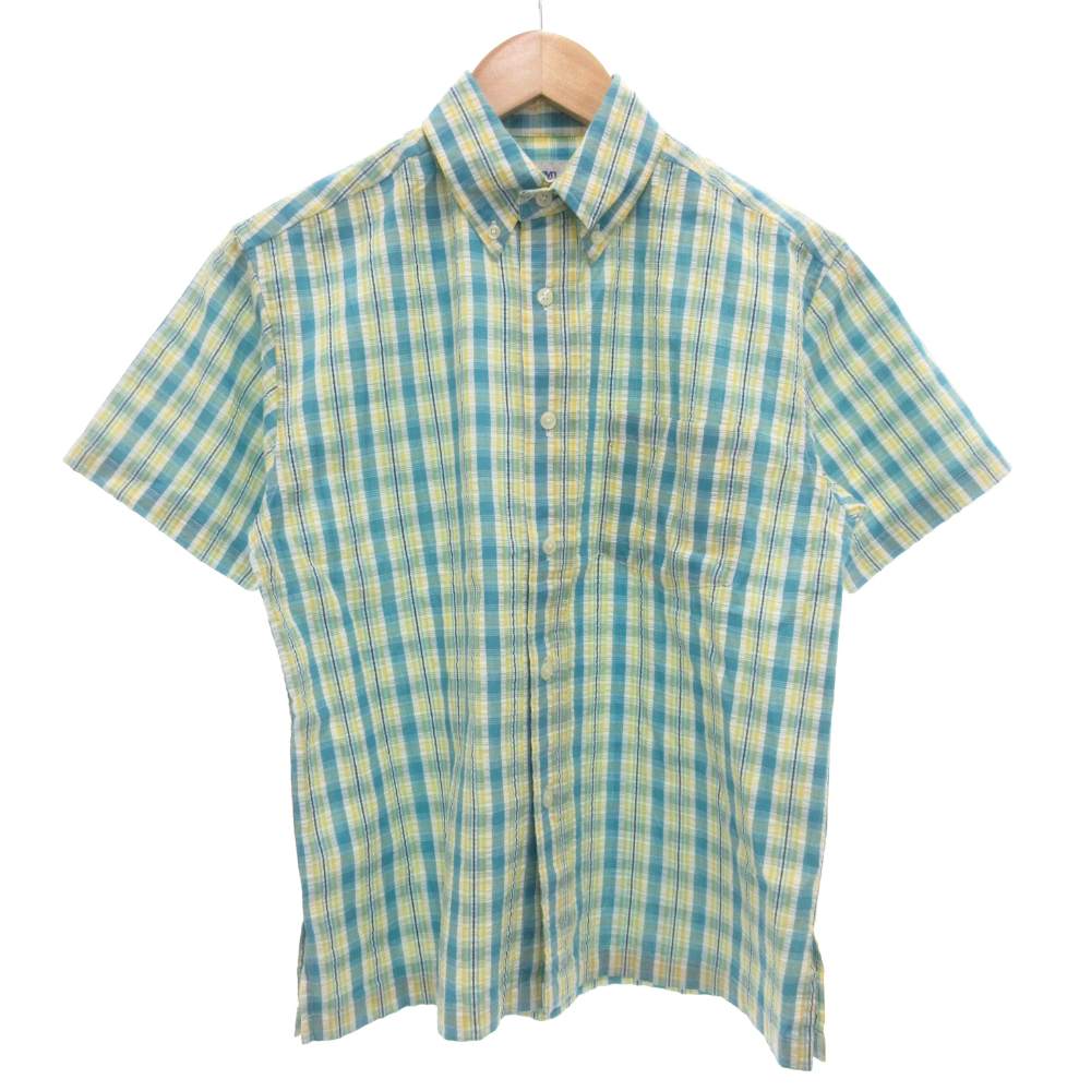 【中古】レインスプーナー reyn spooner ボタンダウンシャツ 半袖 カジュアル チェック柄 XS 緑 グリーン 黄 イエロー /GV ■GY03 メンズ 【ベクトル 古着】 260120