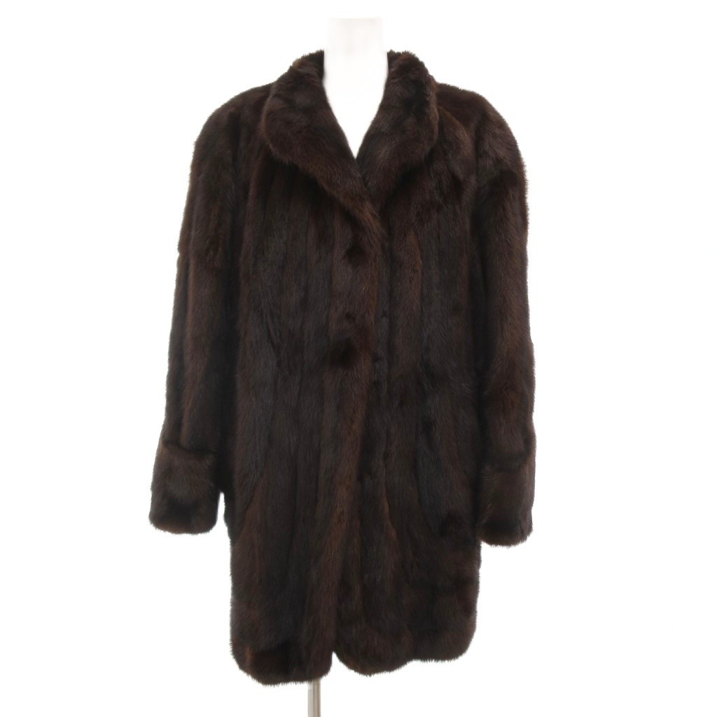【中古】ノーブランド ファーコート 毛皮 ミンク ミドル ハーフ丈 ダークブラウン /UO ■GY11 レディース 【ベクトル 古着】 260118