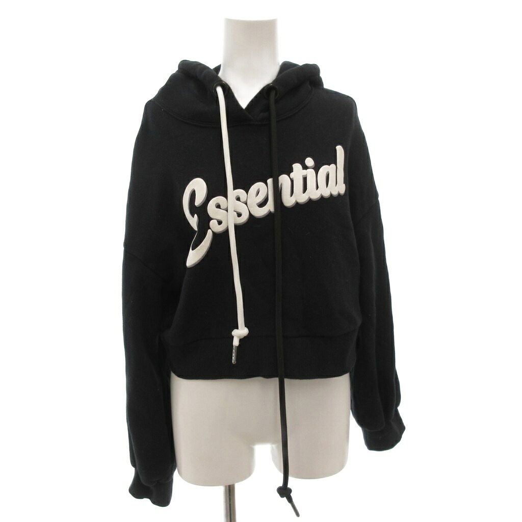 【中古】ダブルスタンダードクロージング ダブスタ DOUBLE STANDARD CLOTHING ESSENTIAL パーカー フーディ 調教師 F 黒 黒いこと 長袖 立体ロゴタイプ 短丈 遊撃手 /FF ■GY27 レディース 【ベクター 古着】 260117