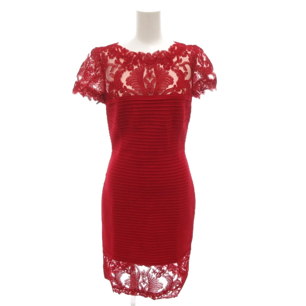 【中古】タダシショージ TADASHI SHOJI ワンピース レース チュール XS 赤 レッド 半袖 ひざ丈 /FF ■GY19 レディース 【ベクトル 古着】 260119