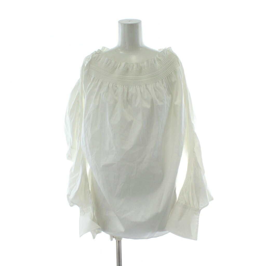 【中古】アディアム ADEAM Long Sleeve Smocking ブラウス シャツ フリル 2 白 ホワイト 長袖 オフショルダー プルオーバー スモッキング 41491-ASTOA03T /PP ■GY19 レディース 【ベクトル 古着】 260123
