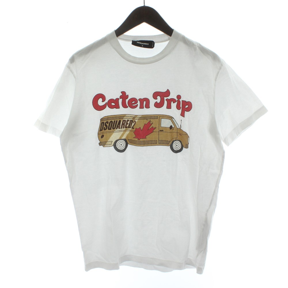 【中古】ディースクエアード DSQUARED2 22SS クールケイティントリップTシャツ cool caten trip プリント 白 ホワイト M 半袖 カットソー S74GD1035 /PP ■GY19 メンズ 【ベクトル 古着】 260122