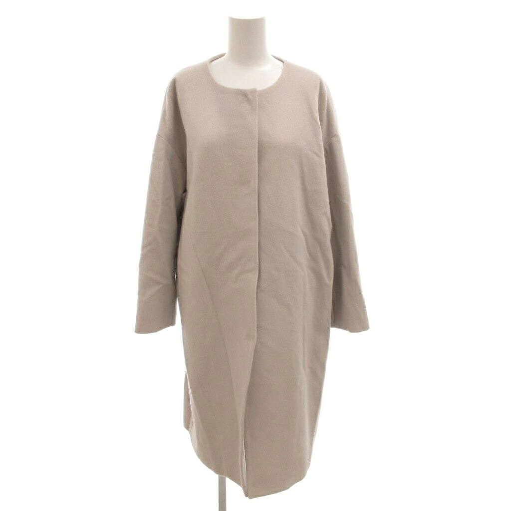 【中古】バーニーズニューヨーク BARNEYS NEW YORK 近年モデル ノーカラーコート ウール ロング 38 グレー /FF ■GY19 レディース 【ベクトル 古着】 260208