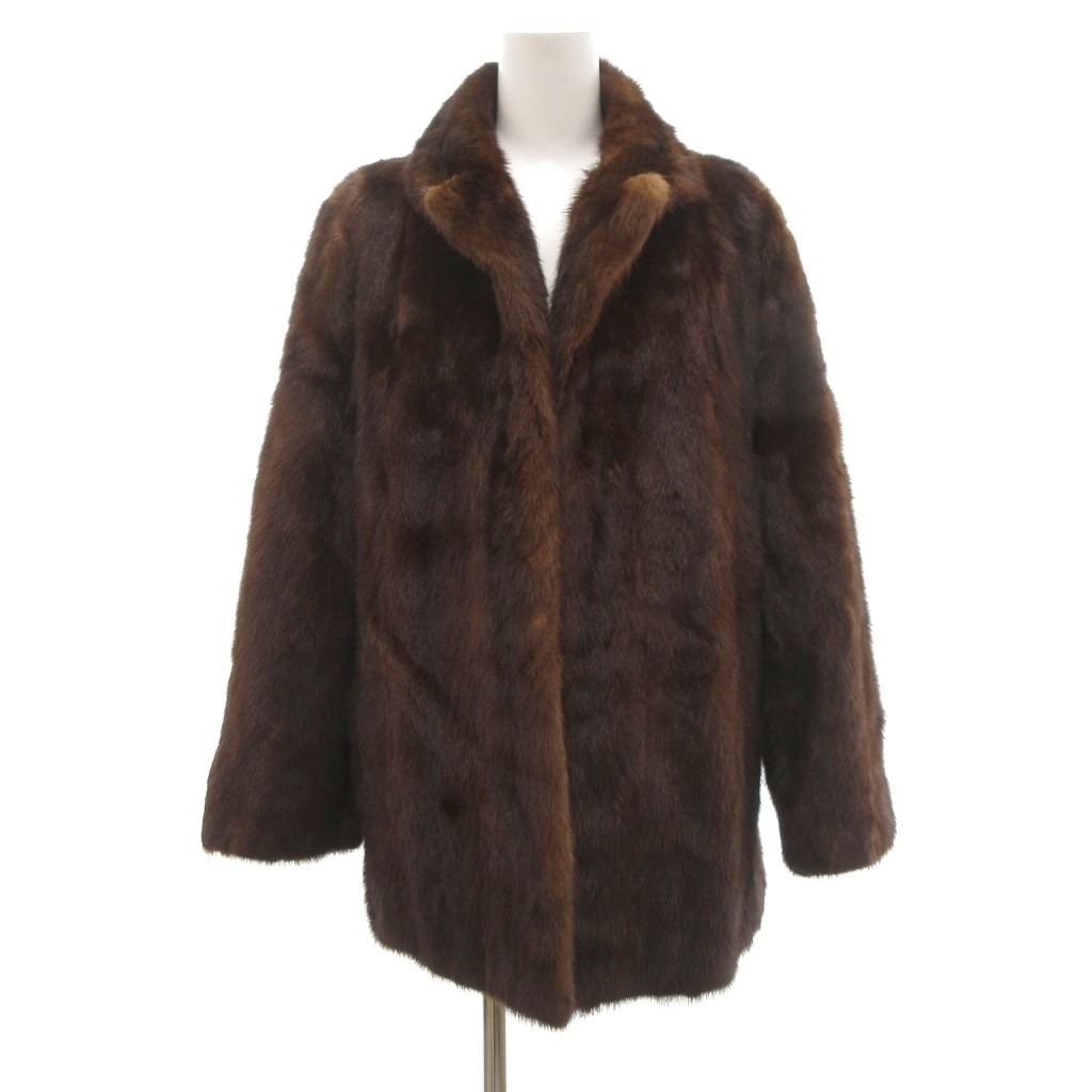 【中古】MoonBatfar ムーンバットファー ファーコート 毛皮 ミンク ミドル ハーフ丈 ブラウン /UO ■GY42 レディース 【ベクトル 古着】 260119