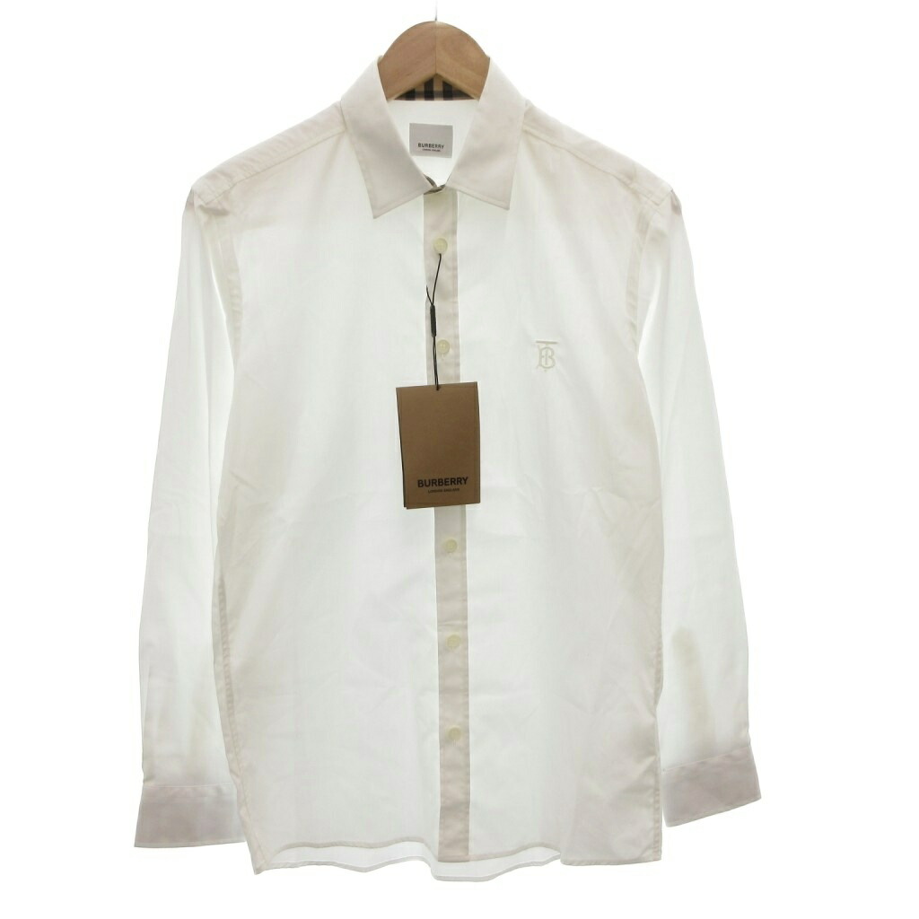 【中古】未当て嵌める品 バーバリー BURBERRY 曳き船付き添い人 SHERWOOD か細い相応う ノバチェック ロゴタイプ刺しゅう プルオーバー Yシャツ 御召しもの 長袖 S 白 白いこと 8032308 /FF ■GY18 メンズ 【ベクター 古着】 260119
