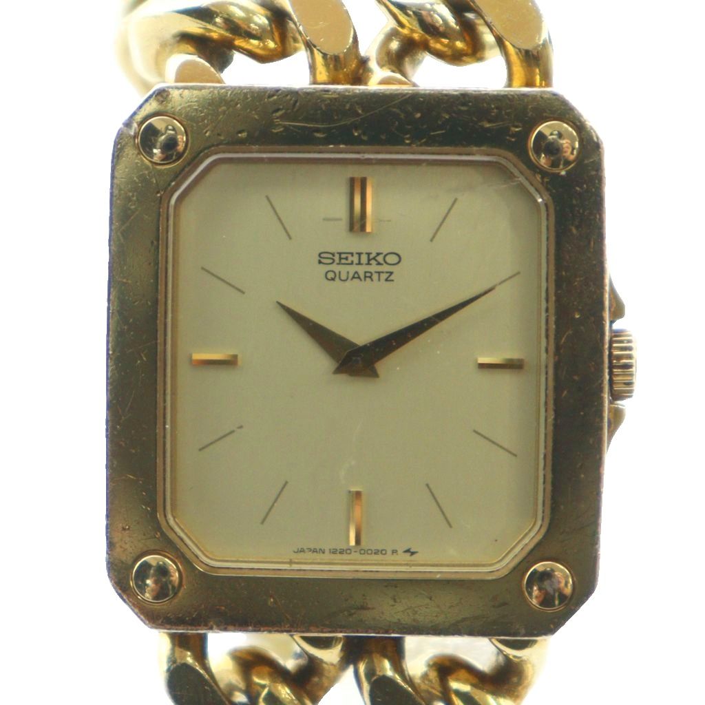 【中古】セイコー SEIKO 1220-5010 腕時計 チェーン ブレスレットウォッチ 2連 喜平 クォーツ ゴールドカラー 金色 ■GY18 /MQ レディース 【ベクトル 古着】 260214