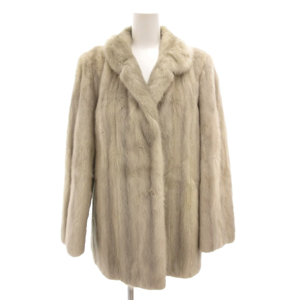 【中古】ナカムラ ファー Nakamura fur サファイアミンクファーコート 毛皮 前留 ミドル丈 ハーフ ライトグレー /GV ■GY18 レディース 【ベクトル 古着】 260126