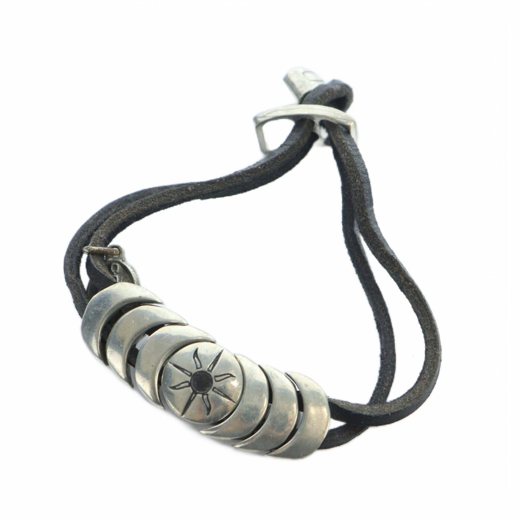 【中古】courage usa カレッジ ユーエスエー ブレスレット アクセサリー バングル レザー シルバー色 黒 ブラック ■GY11 /MQ メンズ 【ベクトル 古着】 260131