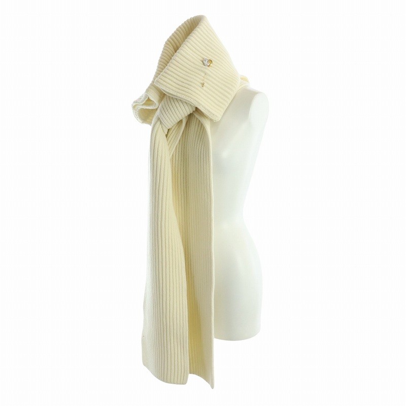 【中古】イヴサンローラン YVES SAINT LAURENT マフラー ストール タートル カシミヤ混 イタリア製 ハートブローチ付き アイボリー ■GY19 /MQ ■OH レディース 【ベクトル 古着】 260120|ブランド古着ベクトルプレミアム店