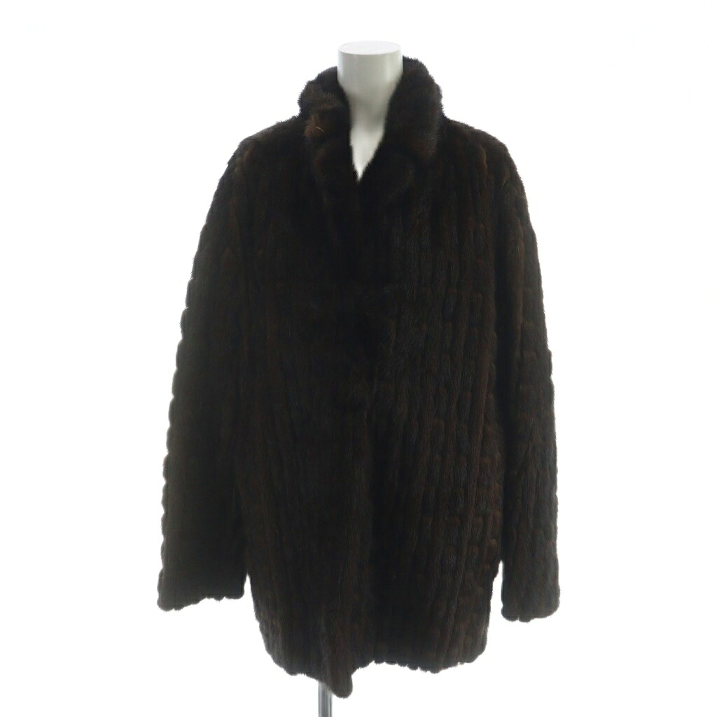 【中古】ALFUR アルファー 毛皮コート 長袖 ミンクファー 総裏地 ミドル ネーム刺繍入り 13 茶 ブラウン ■GY18 /MQ レディース 【ベクトル 古着】 260125｜ブランド古着ベクトルプレミアム店
