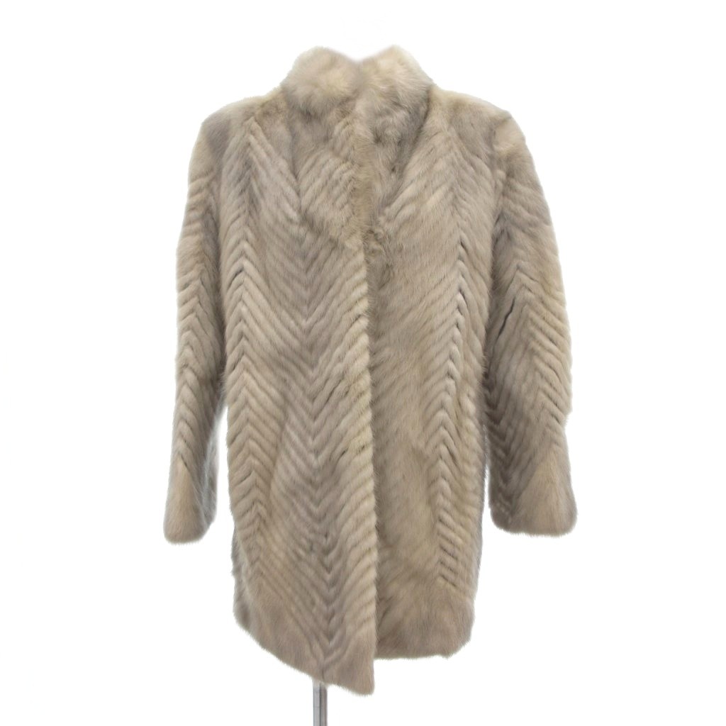 【中古】ノーブランド ファーコート 毛皮 サファイアミンク ミドル ハーフ丈 ライトグレー系 /UO ■GY18 レディース 【ベクトル 古着】 260201