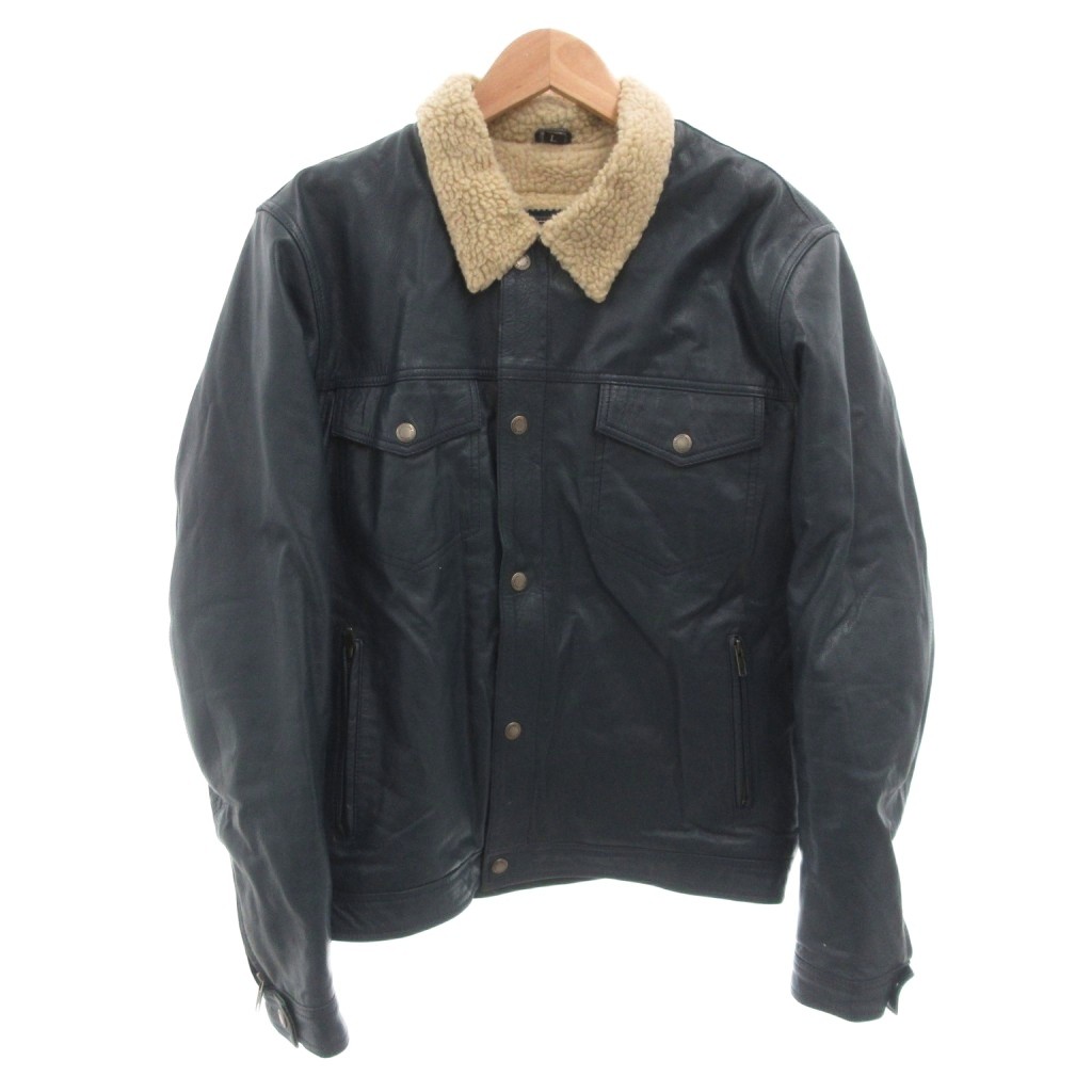 【中古】DEGNER デグナー ライダースジャケット 革ジャン ボア切替 パッド レザー L 青 ブルー /FF ■GY17 メンズ 【ベクトル 古着】 260208｜ブランド古着ベクトルプレミアム店