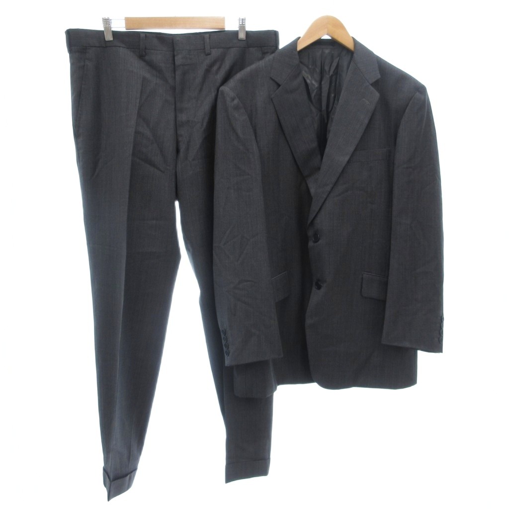 【中古】エルメネジルドゼニア Ermenegildo Zegna スーツ セットアップ テーラードジャケット スラックス パンツ シングル 2B 総裏地 サイドベンツ センタープレス ウール 黒 ブラック /GV ■GY44 メンズ 【ベクトル 古着】 260214