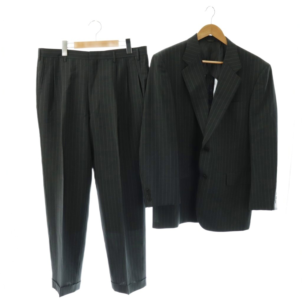 【中古】エルメネジルドゼニア Ermenegildo Zegna LONNER ロンナー セットアップスーツ ウール ストライプ テーラードジャケット パンツ AB6 91 グレー オフホワイト /DO ■GY44 メンズ 【ベクトル 古着】 260509|ブランド古着ベクトルプレミアム店