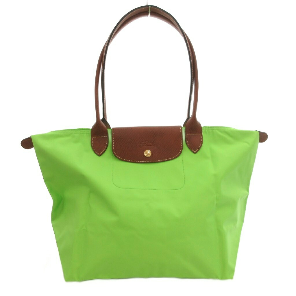 【中古】ロンシャン LONGCHAMP プリアージュ トートバッグ 手提げ パウダーコンパクト ナイロン 黄緑 茶 赤銅色 /FF ■GY18 レディース 【ベクター 古着】 260205