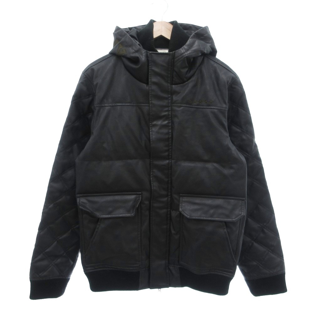 【中古】トミー TOMMY ダウンジャケット XL フェイクレザー 切替デザイン キルティング パンチング 黒 ブラック 0816427 /NU ■GY18 メンズ 【ベクトル 古着】 260221｜ブランド古着ベクトルプレミアム店