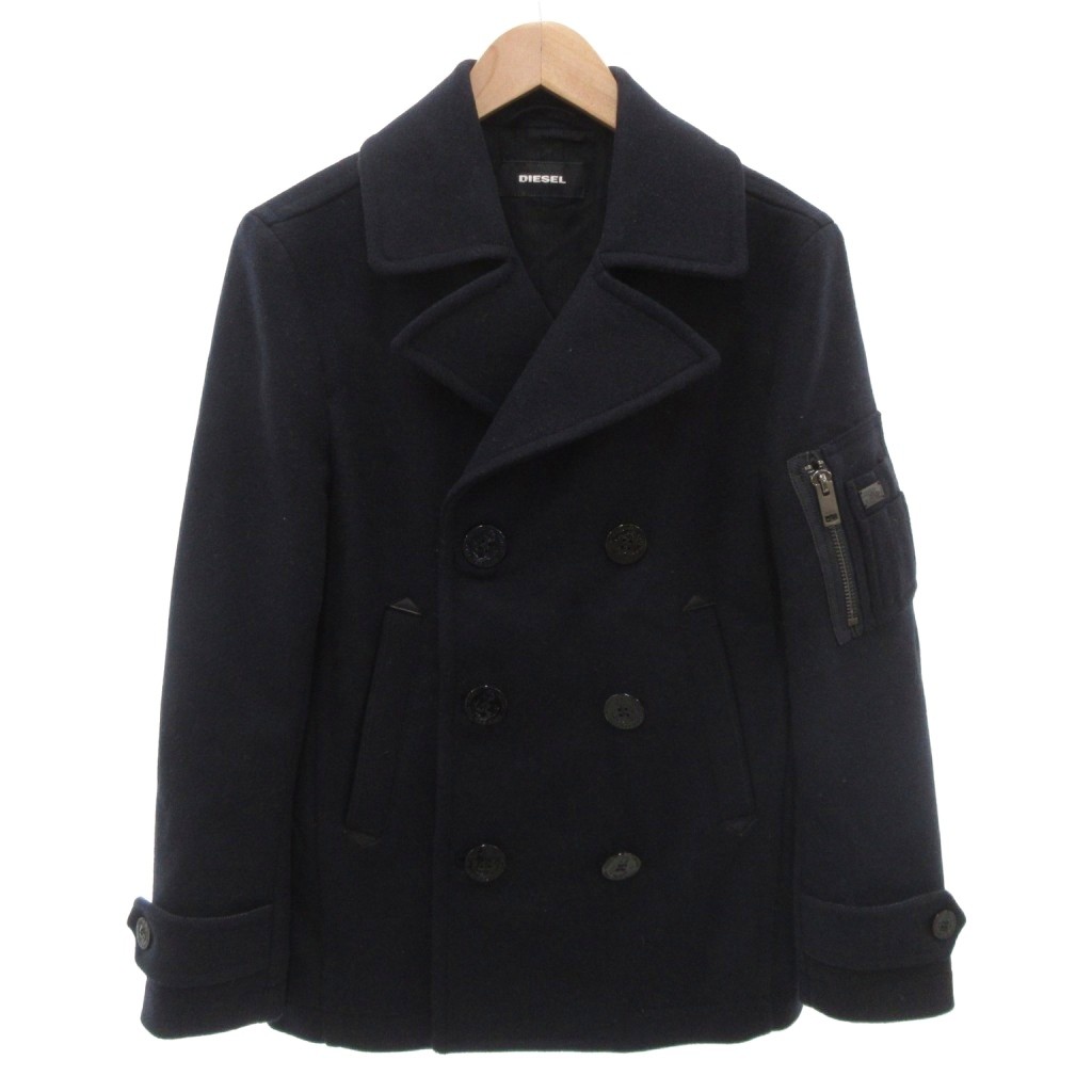 【中古】ディーゼル DIESEL ピーコート ジャケット ロゴ ボタン XS 紺 ネイビー /FF ■GY18 メンズ 【ベクトル 古着】 260218｜ブランド古着ベクトルプレミアム店