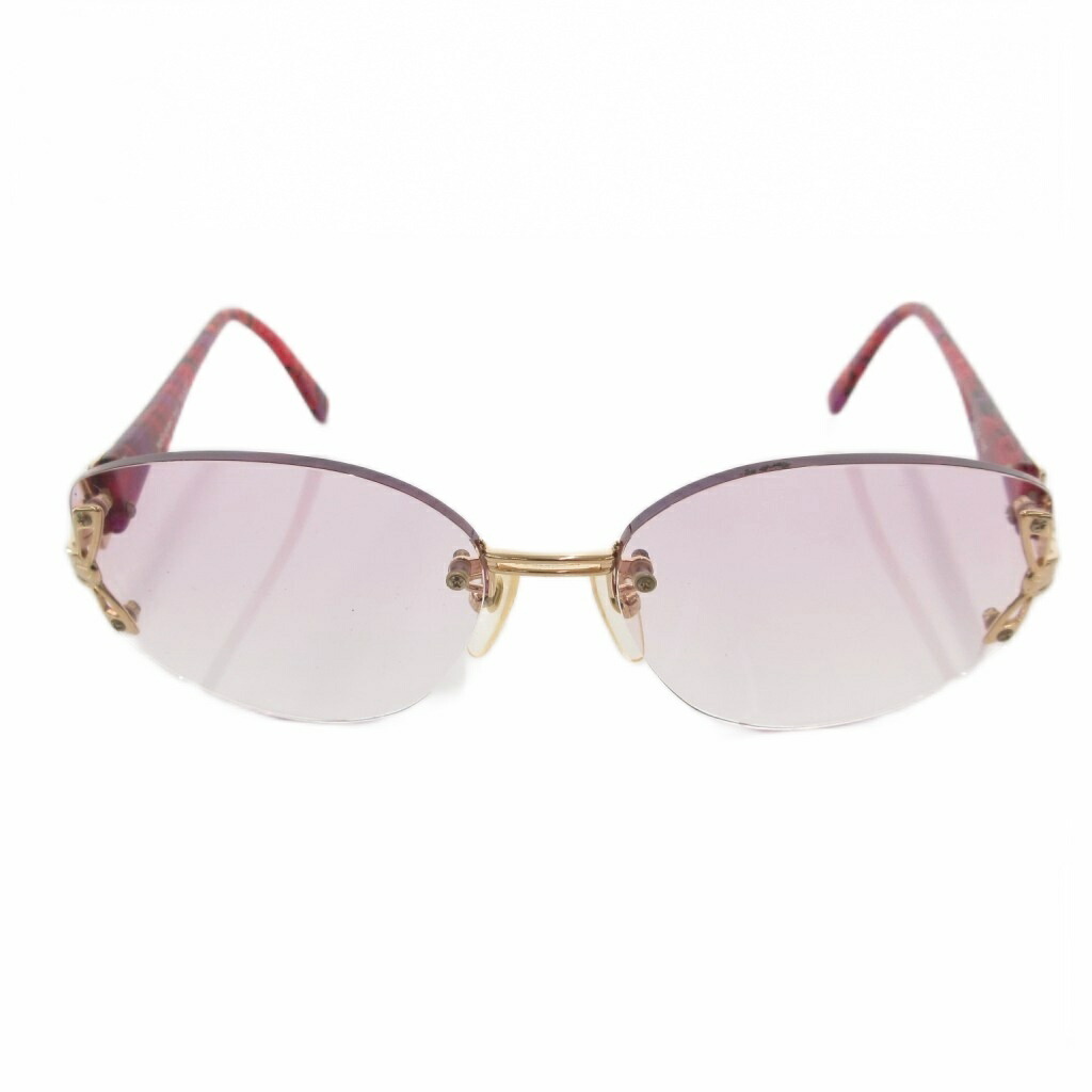 【中古】イヴサンローラン YVES SAINT LAURENT メガネ 眼鏡 リムレス カラーレンズ 柄入り 57□16 137 赤 レッド 紫 パープル /YJ ■GY18 レディース 【ベクトル 古着】 260219