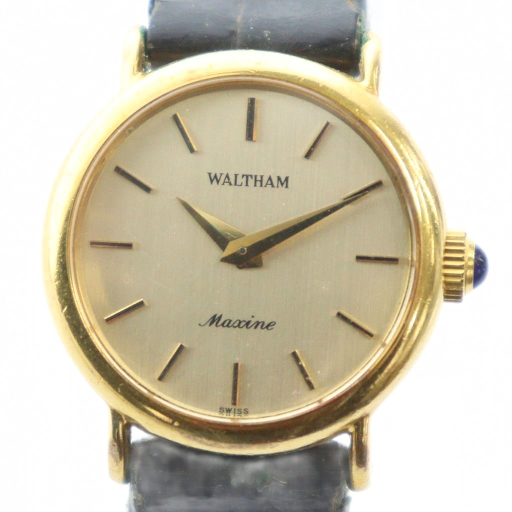 【中古】ウォルサム WALTHAM Maxim マキシム 腕時計 ウォッチ 手巻き レザーベルト ゴールドカラー 金色 ■GY11 /MQ レディース 【ベクトル 古着】 260210