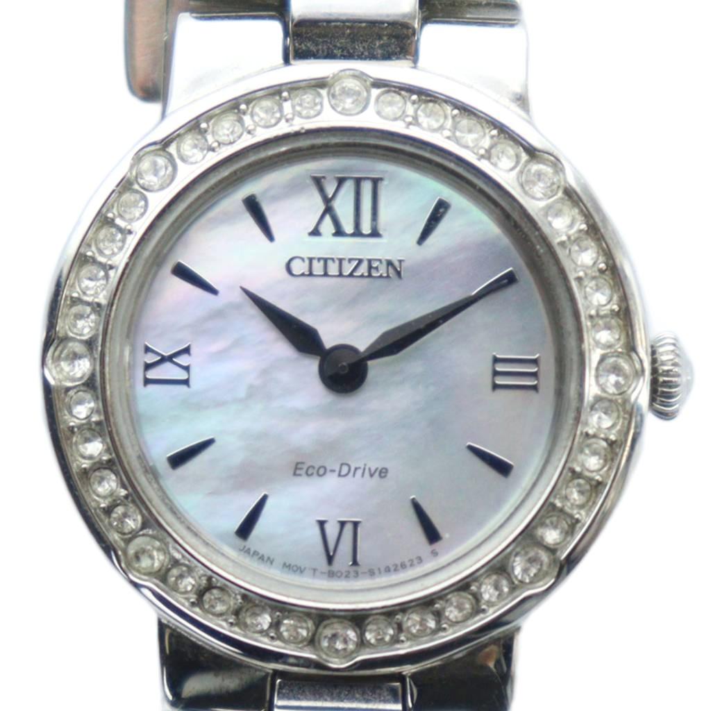 【中古】シチズン CITIZEN B023-S065003 Eco-Drive エコ ドライブ 腕時計 ウォッチ ソーラー ローマン ラインストーン シェル文字盤 シルバー色 ■GY18 /MQ レディース 【ベクトル 古着】 260213